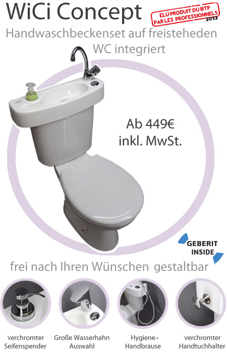 WiCi Concept: das Handwaschbecken f�r G�ste WC direkt an die Toilette anpassbar